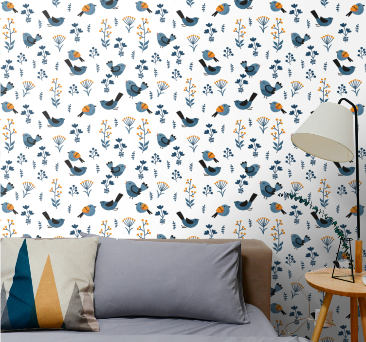 Bird Motif Accent birds in wallpaper - TenStickers