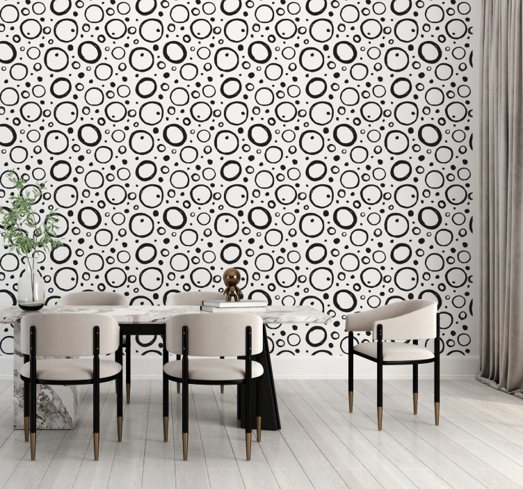 Black abstract bubbles Spotty Wallpaper - TenStickers