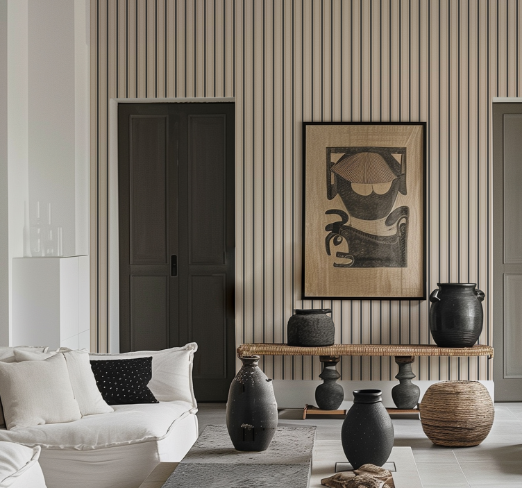 Black and beige colours wallpaper vertically striped - TenStickers