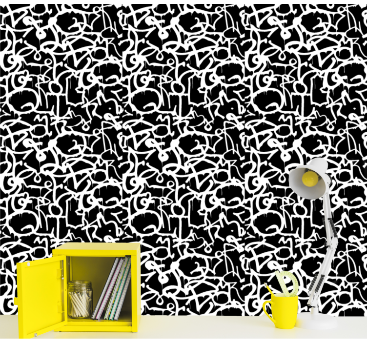 Black and white paint drip art wallpaper - TenStickers
