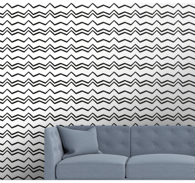 Black and white zig zag Modern Wallpaper - TenStickers