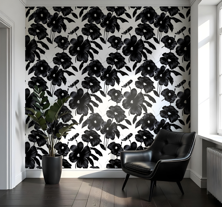 black poppy flowers wallpaper - TenStickers