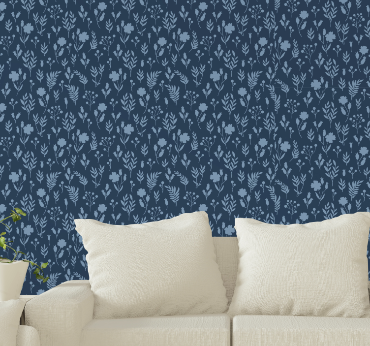 Blue floral pattern illustration Flowery - TenStickers