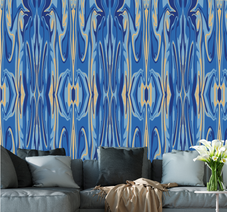 Blue golden marble wallpaper - TenStickers
