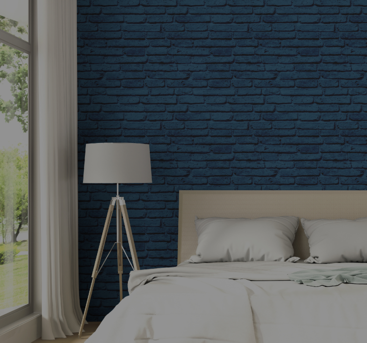 Blue textured Brick Wallpaper - TenStickers
