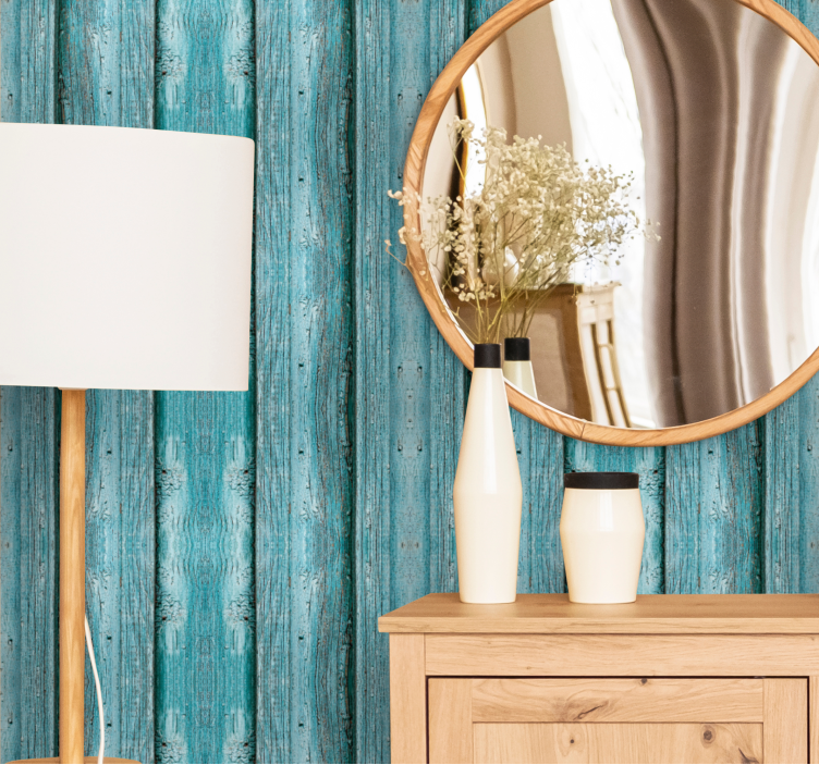 Blue wood texture effect wallpaper - TenStickers