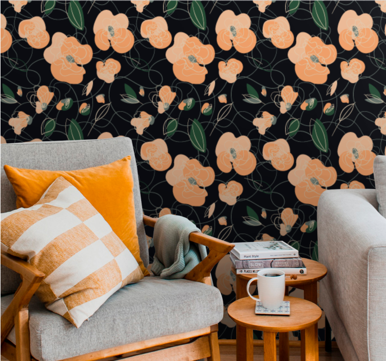 Botanical Blossom Pattern flowers wallpaper - TenStickers