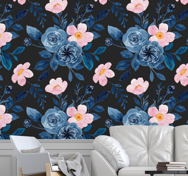 Botanical Floral Elegance flowers wallpaper - TenStickers
