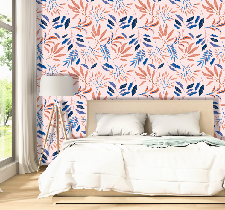Botanical Leaf Pattern leaves wallpaper - TenStickers