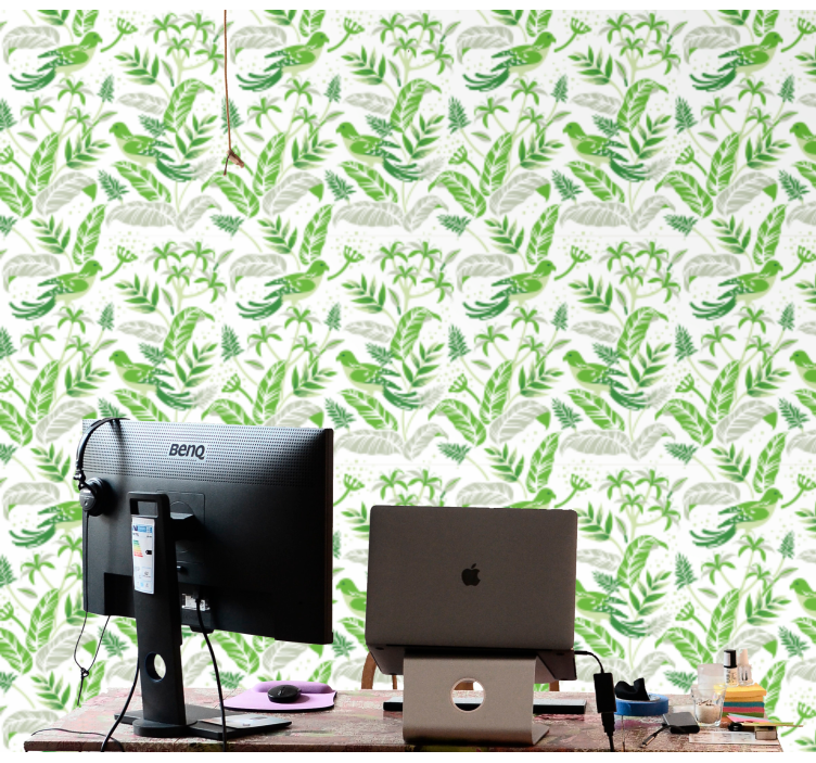 Botanical Motif leaves wallpaper - TenStickers
