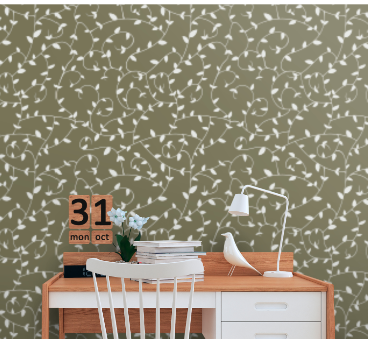 Botanical Swirls ornamental wallpaper - TenStickers