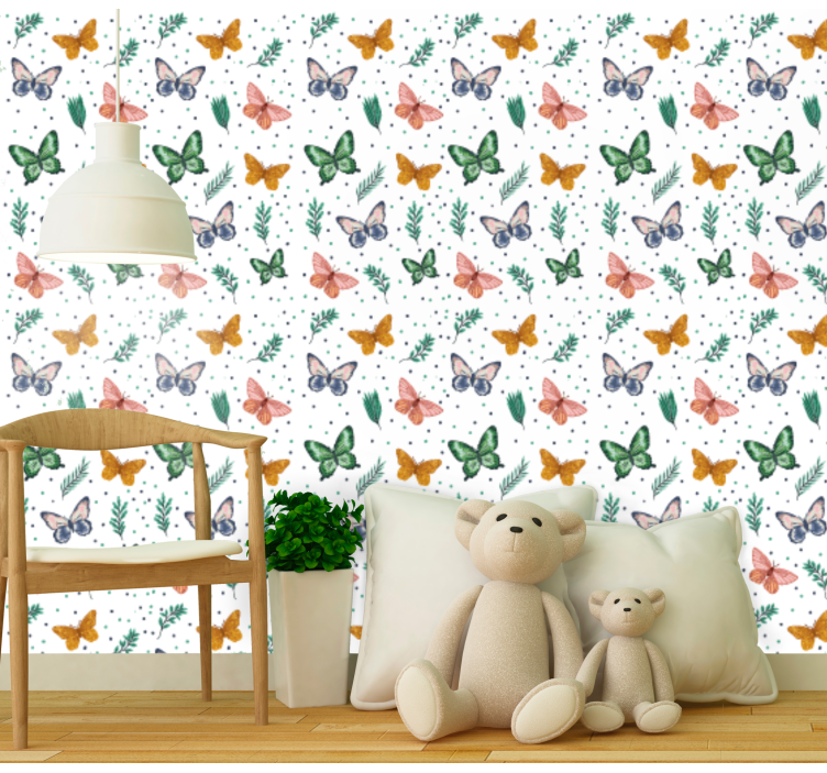 Butterfly pattern Wallpaper - TenStickers