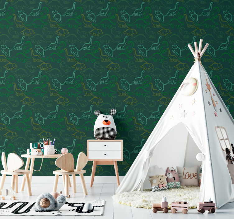 camouflage dinosaurs Childrens Wallpaper - TenStickers