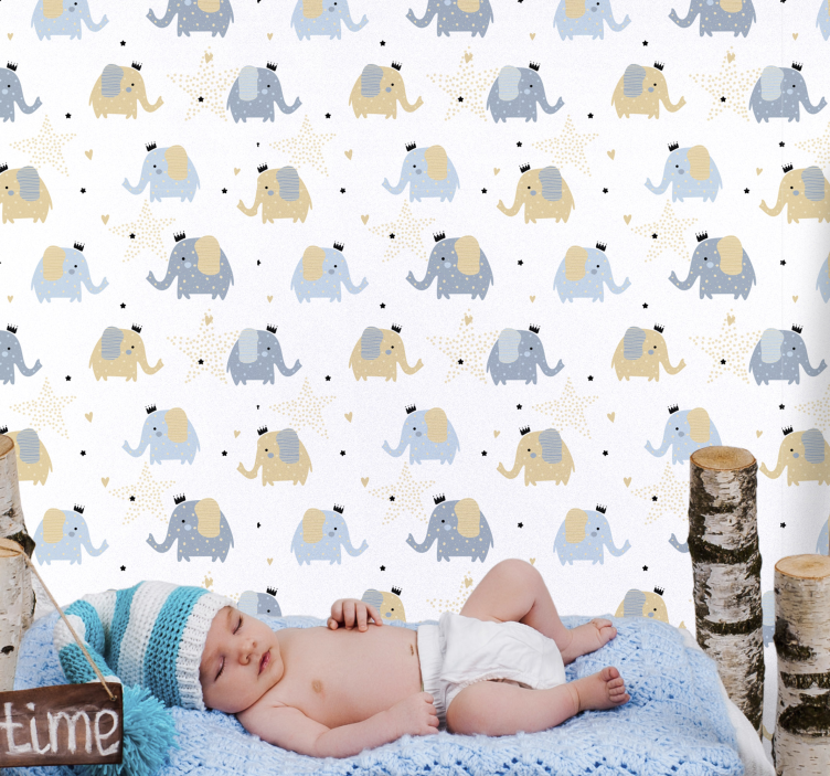 Cartoon Elephants nursery room wallpaper - TenStickers