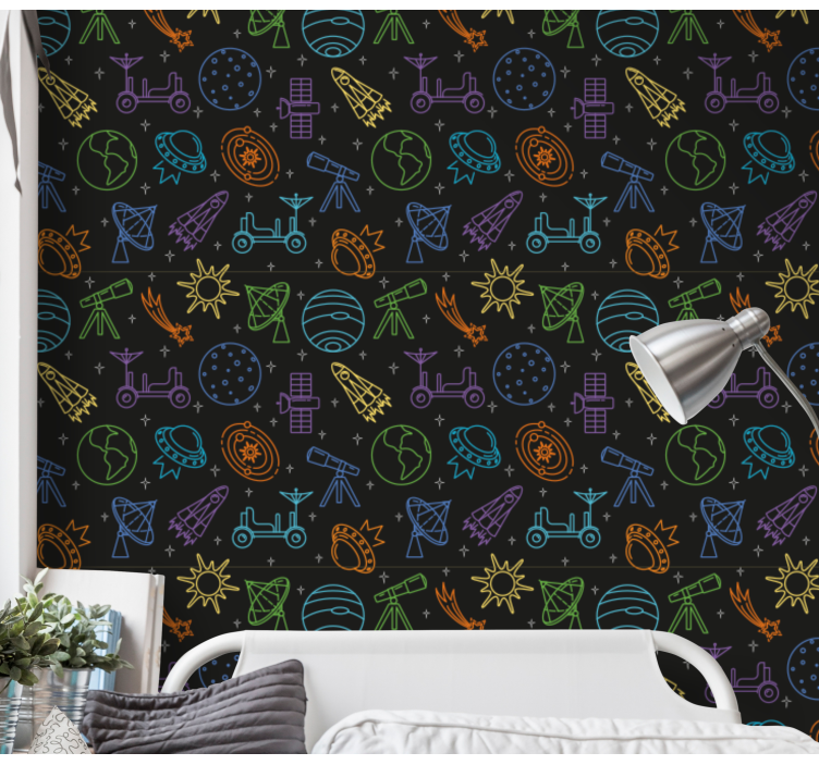 Celestial exploration wallpaper childrens room - TenStickers