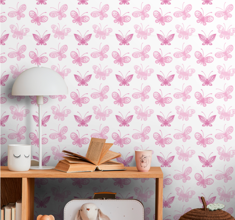 Pink shades butterflies wallpaper - TenStickers