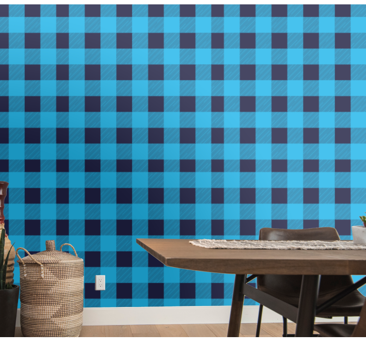 Checkered Blue Pattern wallpaper squares - TenStickers