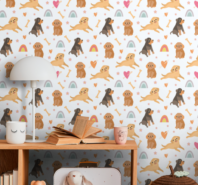 Cheerful Canine Motif cute dog wallpaper - TenStickers