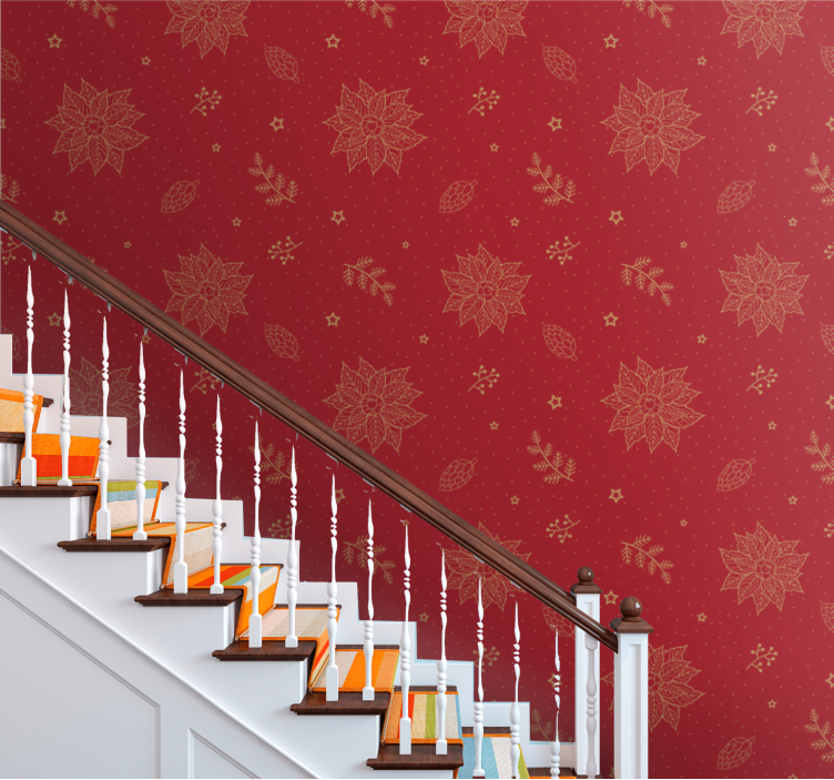 Christmas pattern with flowers wallpaper - TenStickers