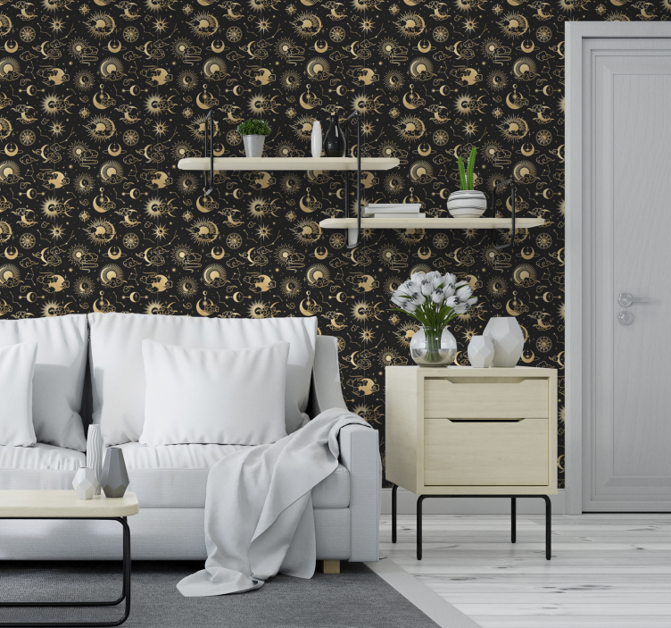 Clouds and stars Wallpaper - TenStickers