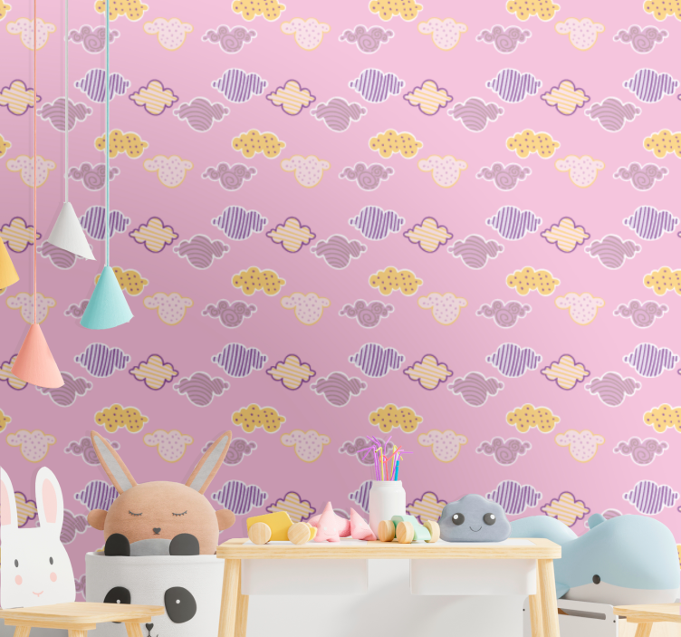 Cloudy Skies Pattern nursery room wallpaper - TenStickers