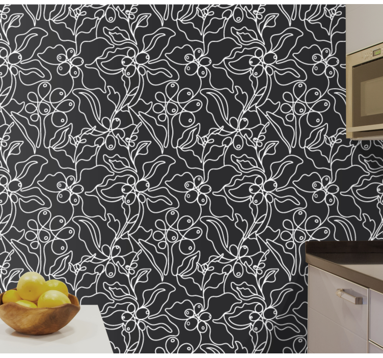 coffee art line pattern Modern Wallpaper - TenStickers
