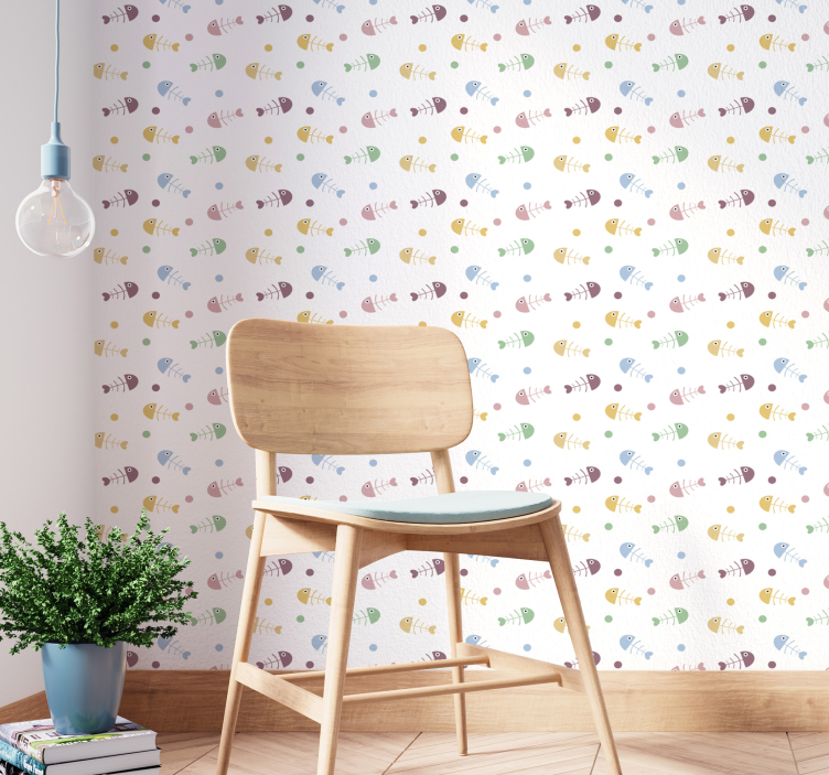 Colorful Minimalist Pattern fishes wallpaper - TenStickers