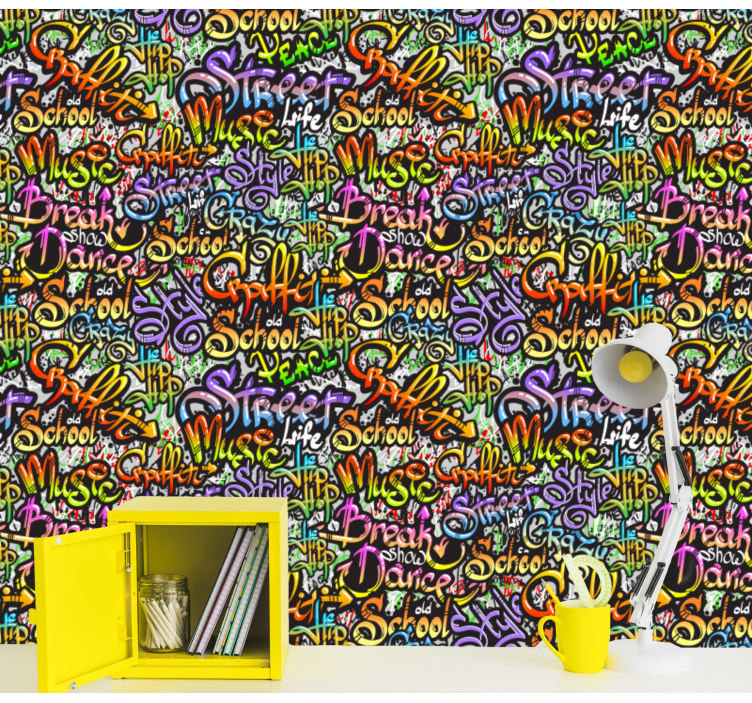 Colorful Graffiti wall text Art Wallpaper - TenStickers
