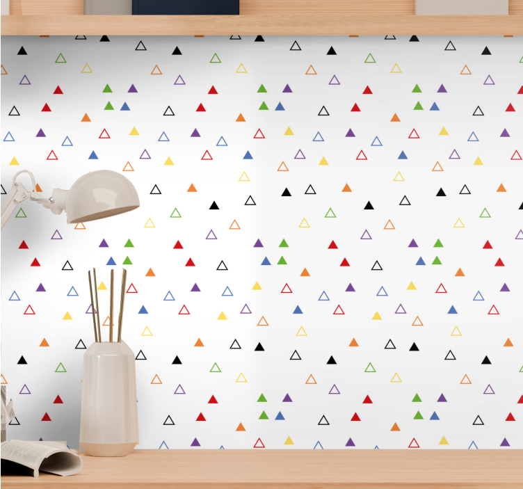 Colorful hollow and solid triangles Wallpaper - TenStickers