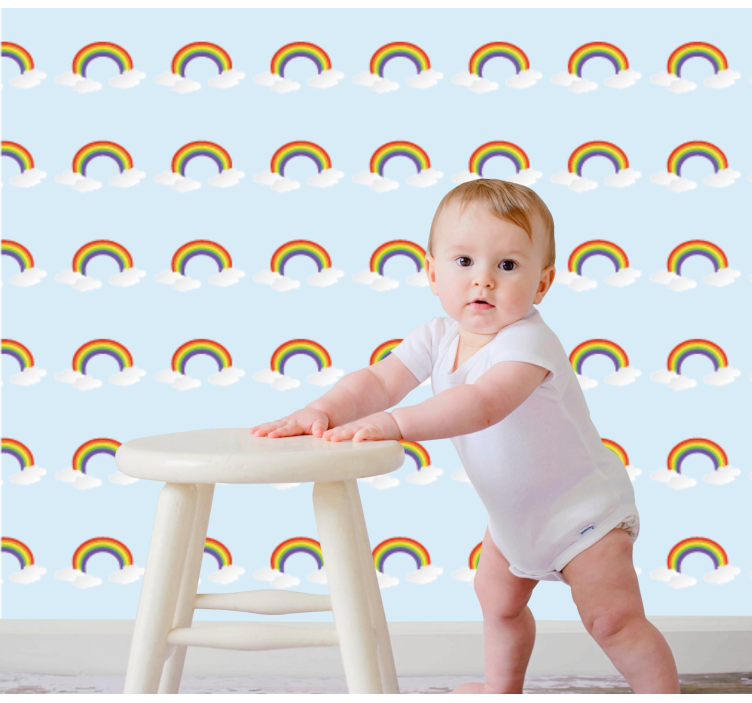 Colorful nice rainbow and clouds kid wallpaper - TenStickers