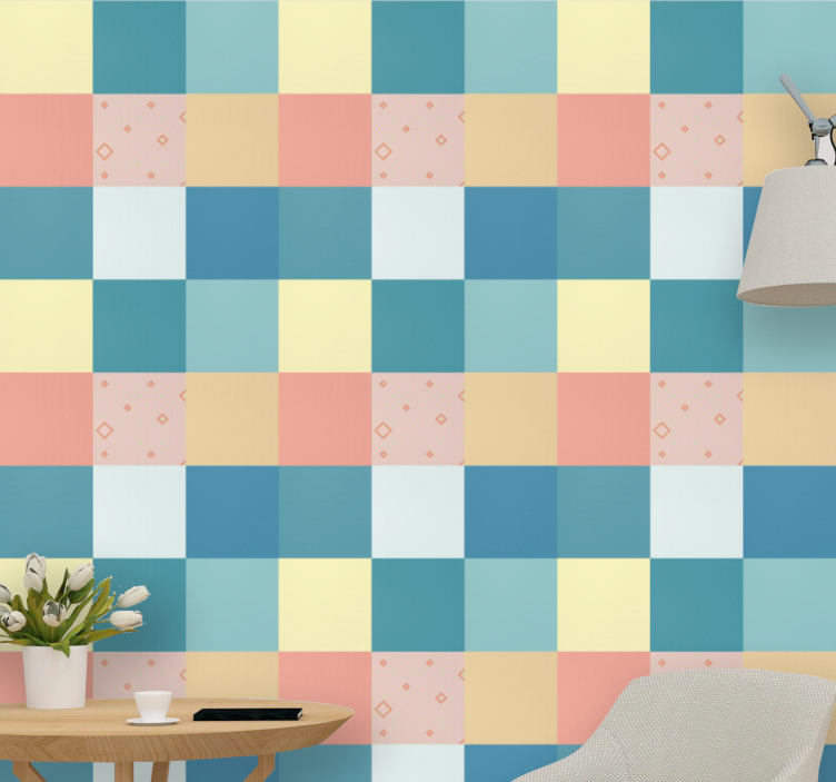 Soft colorful mosaic wallpaper squares - TenStickers