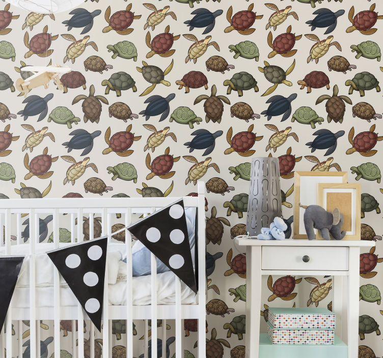 Beige Turtle Pattern animals wallpaper - TenStickers