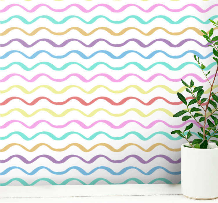 Colorful Wavy Lines wallpaper geometric - TenStickers