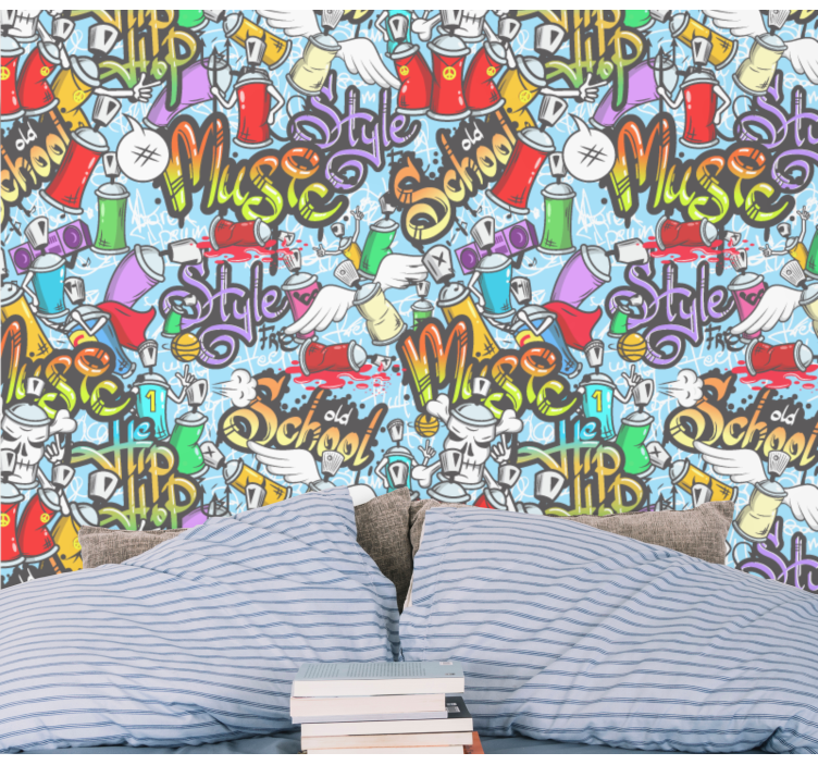Colourful graffiti wall tags Art Wallpaper - TenStickers