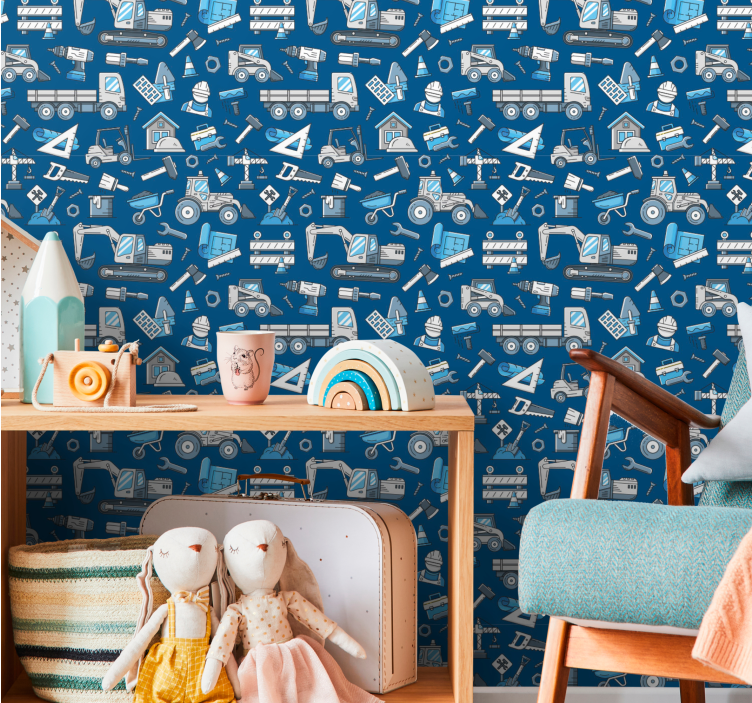 Construction Playtime nursery room wallpaper - TenStickers