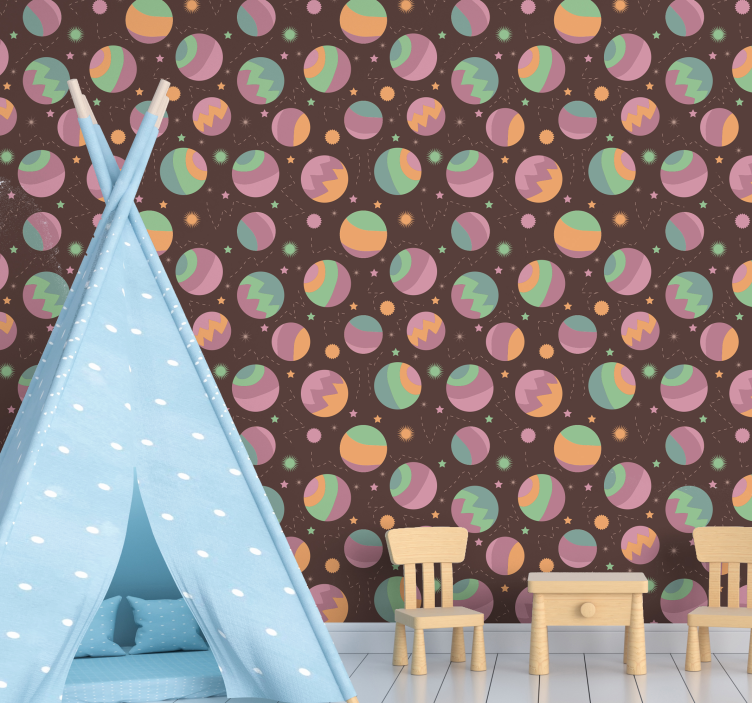Cosmic Polka Pattern wallpaper childrens room - TenStickers
