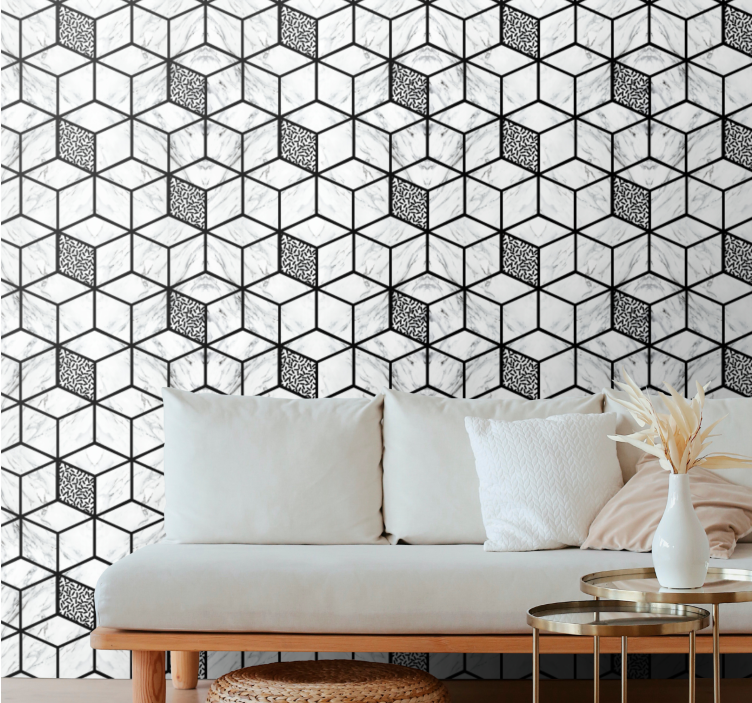 Cubic Pattern Design wallpaper geometric - TenStickers