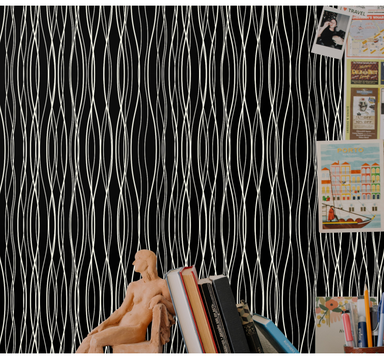 Curvilinear Lines wallpaper vertically striped - TenStickers