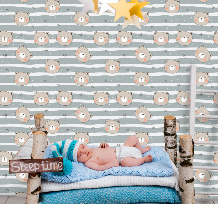 Baby bear Pattern nursery room wallpaper - TenStickers