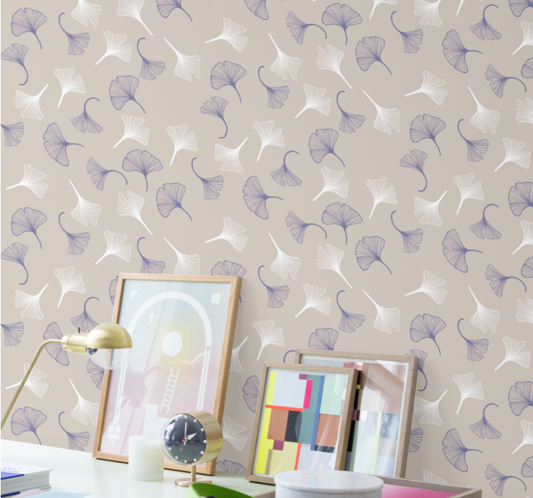 Delicate pastel Ginko leaves wallpaper - TenStickers