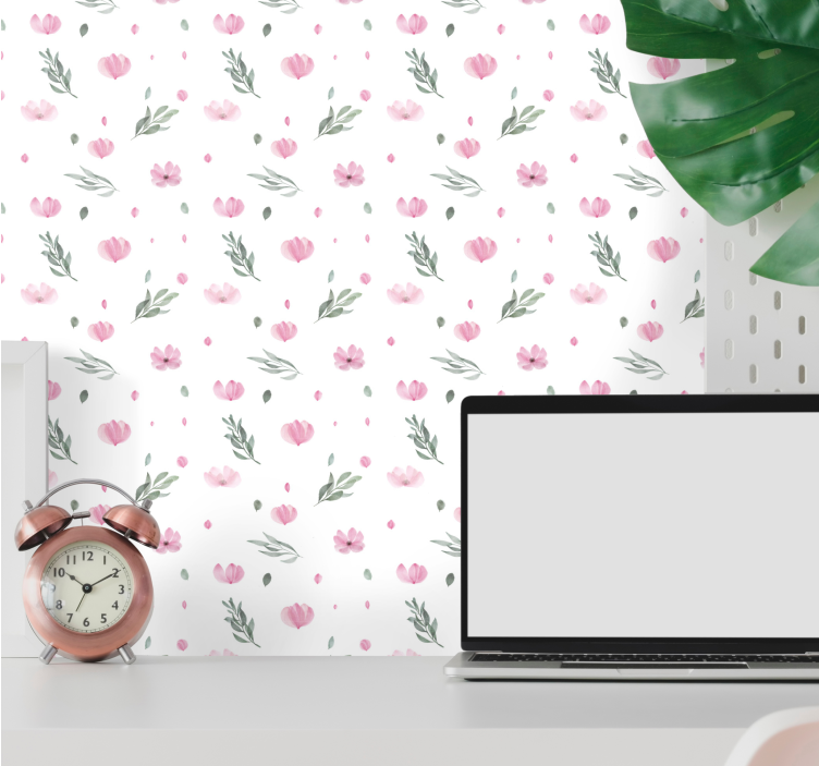Delicate Pink Blooms flowers wallpaper - TenStickers
