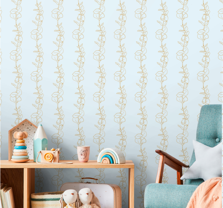 Delicate plant stripes vertical wallpaper - TenStickers