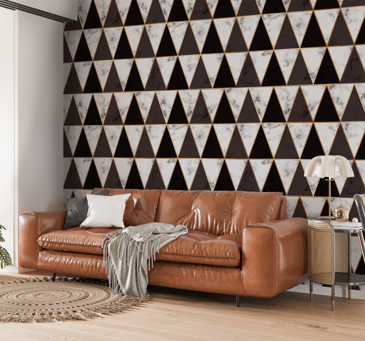 Elegant black and white triangles Wallpaper - TenStickers