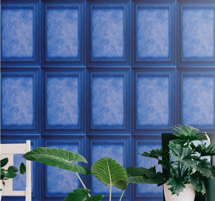Elegant Blue Panels marble effect wallpaper - TenStickers