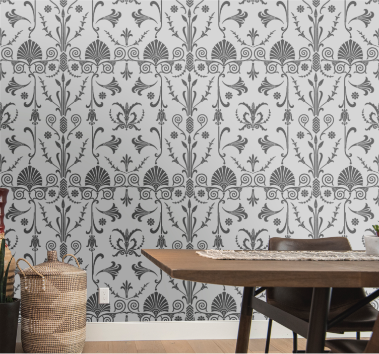 Elegant grey details floral wallpaper - TenStickers