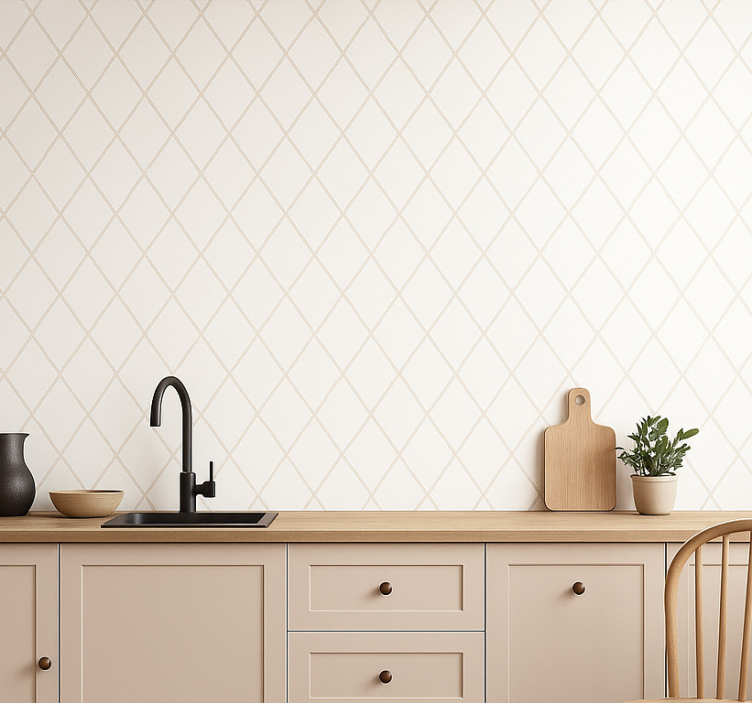 Elegant rhombuses kitchen wallpaper - TenStickers