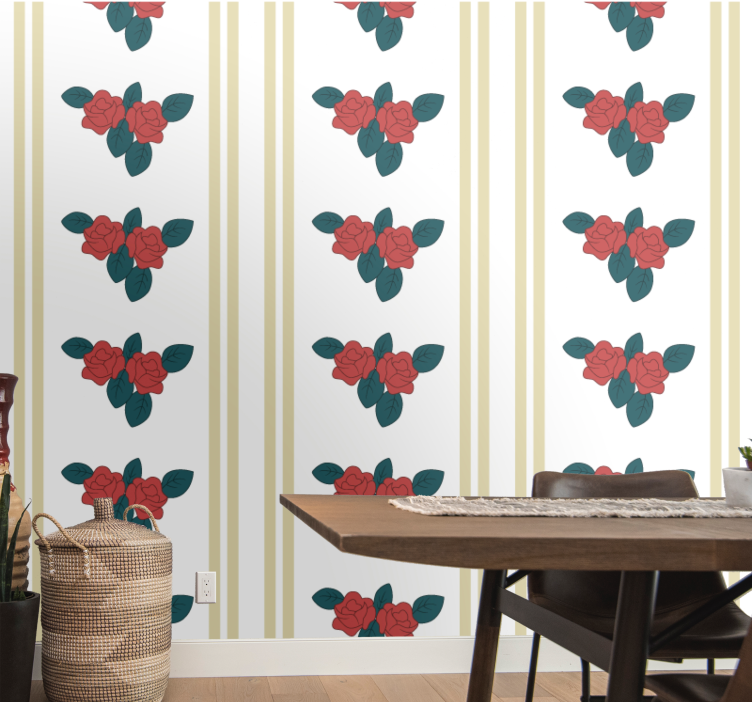 Elegant Rose Motif flowers wallpaper - TenStickers