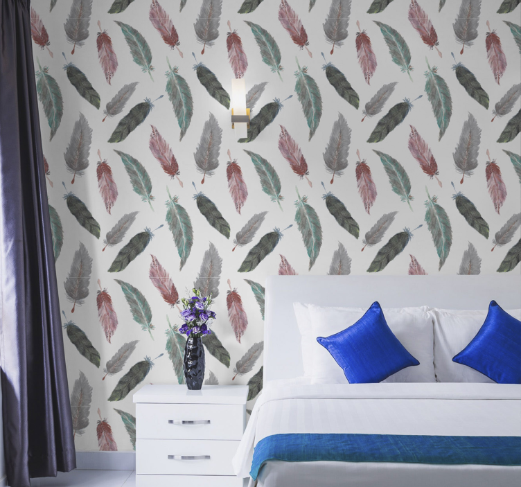 Feather Motif leaves wallpaper - TenStickers