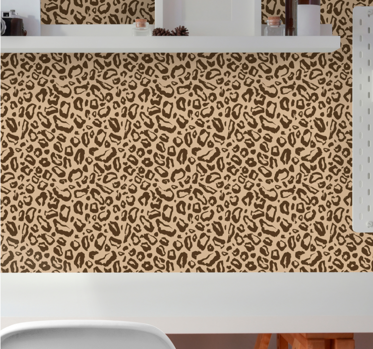 Beige feline pattern leopard print wallpaper - TenStickers
