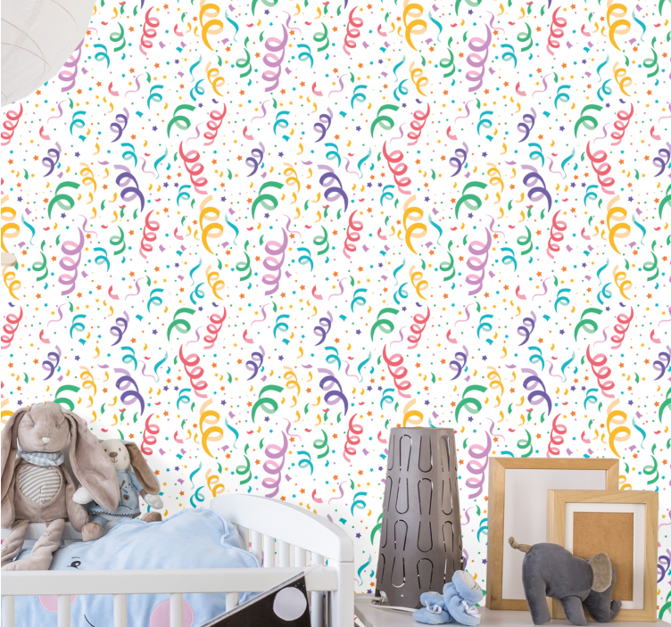 Festive Confetti Design nursery room wallpaper - TenStickers